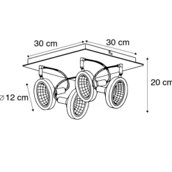 Design spot zwart 4-lichts verstelbaar - Nox