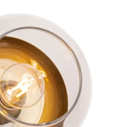 Design spot zwart met goud en smoke glas 3-lichts rond - Kyan