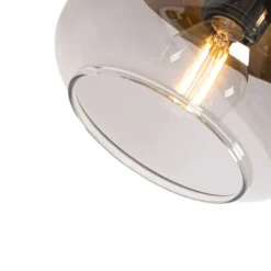 Design spot zwart met goud en smoke glas 3-lichts rond - Kyan