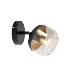 Design spot zwart met goud en smoke glas - Kyan