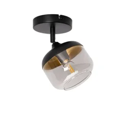 Design spot zwart met goud en smoke glas - Kyan