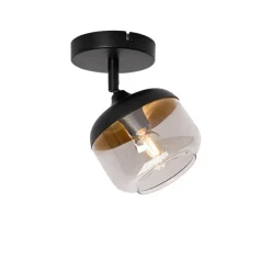 Design spot zwart met goud en smoke glas - Kyan