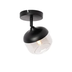 Design spot zwart met goud en smoke glas - Kyan