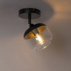 Design spot zwart met goud en smoke glas - Kyan