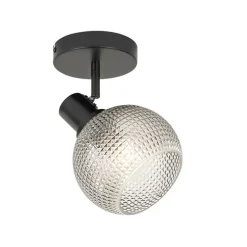 Design spot zwart met smoke glas - Chico