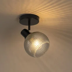 Design spot zwart met smoke glas - Chico