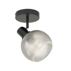 Design spot zwart met smoke glas - Chico