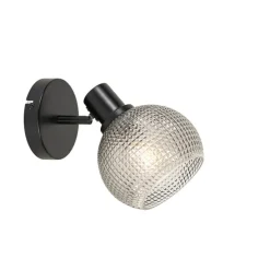 Design spot zwart met smoke glas - Chico