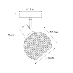Design spot zwart met smoke glas - Chico