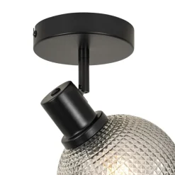 Design spot zwart met smoke glas - Chico