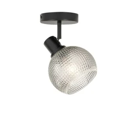 Design spot zwart met smoke glas - Chico