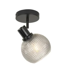 Design spot zwart met smoke glas - Chico