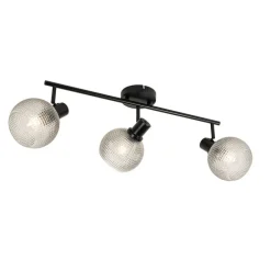 Design spot zwart met smoke glas 3-lichts - Chico