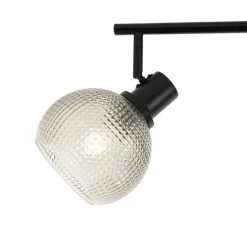 Design spot zwart met smoke glas 3-lichts - Chico