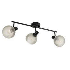 Design spot zwart met smoke glas 3-lichts - Chico