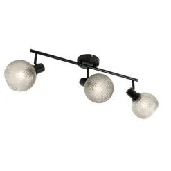 Design spot zwart met smoke glas 3-lichts - Chico