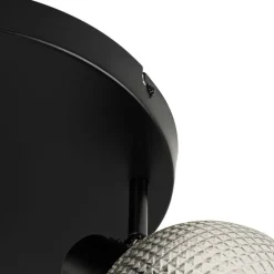 Design spot zwart met smoke glas 3-lichts rond - Chico