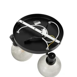 Design spot zwart met smoke glas 3-lichts rond - Chico