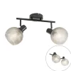 Design spot zwart met smoke glas 2-lichts - Chico