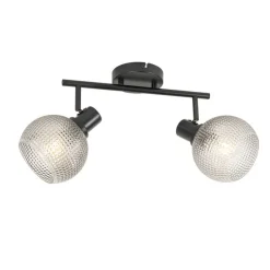 Design spot zwart met smoke glas 2-lichts - Chico