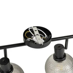 Design spot zwart met smoke glas 2-lichts - Chico