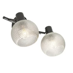 Design spot zwart met smoke glas 2-lichts - Chico