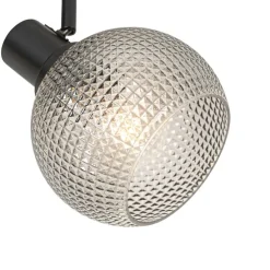 Design spot zwart met smoke glas 2-lichts - Chico