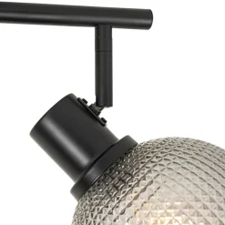 Design spot zwart met smoke glas 2-lichts - Chico