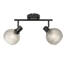 Design spot zwart met smoke glas 2-lichts - Chico