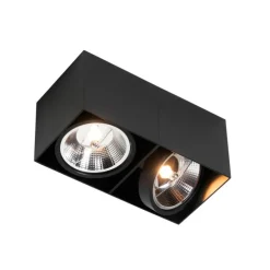 Design spot zwart rechthoekig AR111 2-lichts - Box
