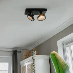 Design spot zwart verstelbaar 2-lichts - Go