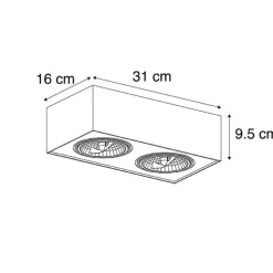 Design spot zwart vierkant 2-lichts - Kaya