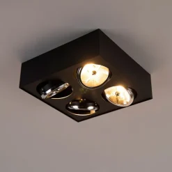 Design spot zwart vierkant 4-lichts - Kaya