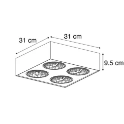 Design spot zwart vierkant 4-lichts - Kaya