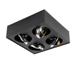 Design spot zwart vierkant 4-lichts - Kaya