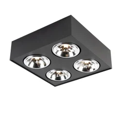 Design spot zwart vierkant 4-lichts - Kaya