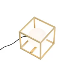 Design tafellamp goud met wit glas - Aniek