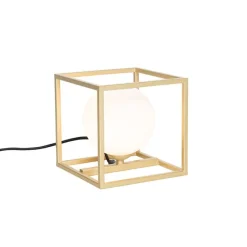 Design tafellamp goud met wit glas - Aniek