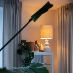 Design tafellamp wit stoffen kap lichtgrijs 25 cm - Alisia