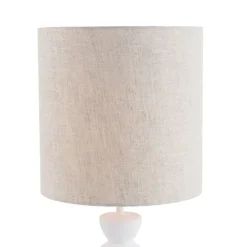 Design tafellamp wit stoffen kap lichtgrijs 25 cm - Alisia