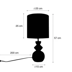 Design tafellamp wit stoffen kap lichtgrijs 25 cm - Alisia