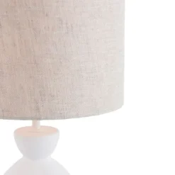 Design tafellamp wit stoffen kap lichtgrijs 25 cm - Alisia