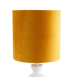 Design tafellamp wit velours kap geel met goud 25 cm - Alisia