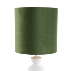 Design tafellamp wit velours kap groen met goud 25 cm - Alisia