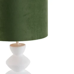 Design tafellamp wit velours kap groen met goud 25 cm - Alisia