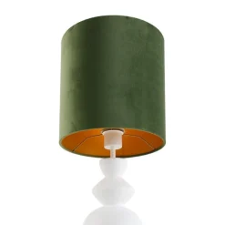 Design tafellamp wit velours kap groen met goud 25 cm - Alisia