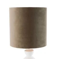 Design tafellamp wit velours kap taupe met goud 25 cm - Alisia