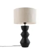 Design tafellamp zwart 16 cm stoffen kap lichtgrijs 35 cm - Alisia