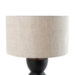 Design tafellamp zwart 16 cm stoffen kap lichtgrijs 35 cm - Alisia