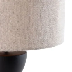 Design tafellamp zwart 16 cm stoffen kap lichtgrijs 35 cm - Alisia